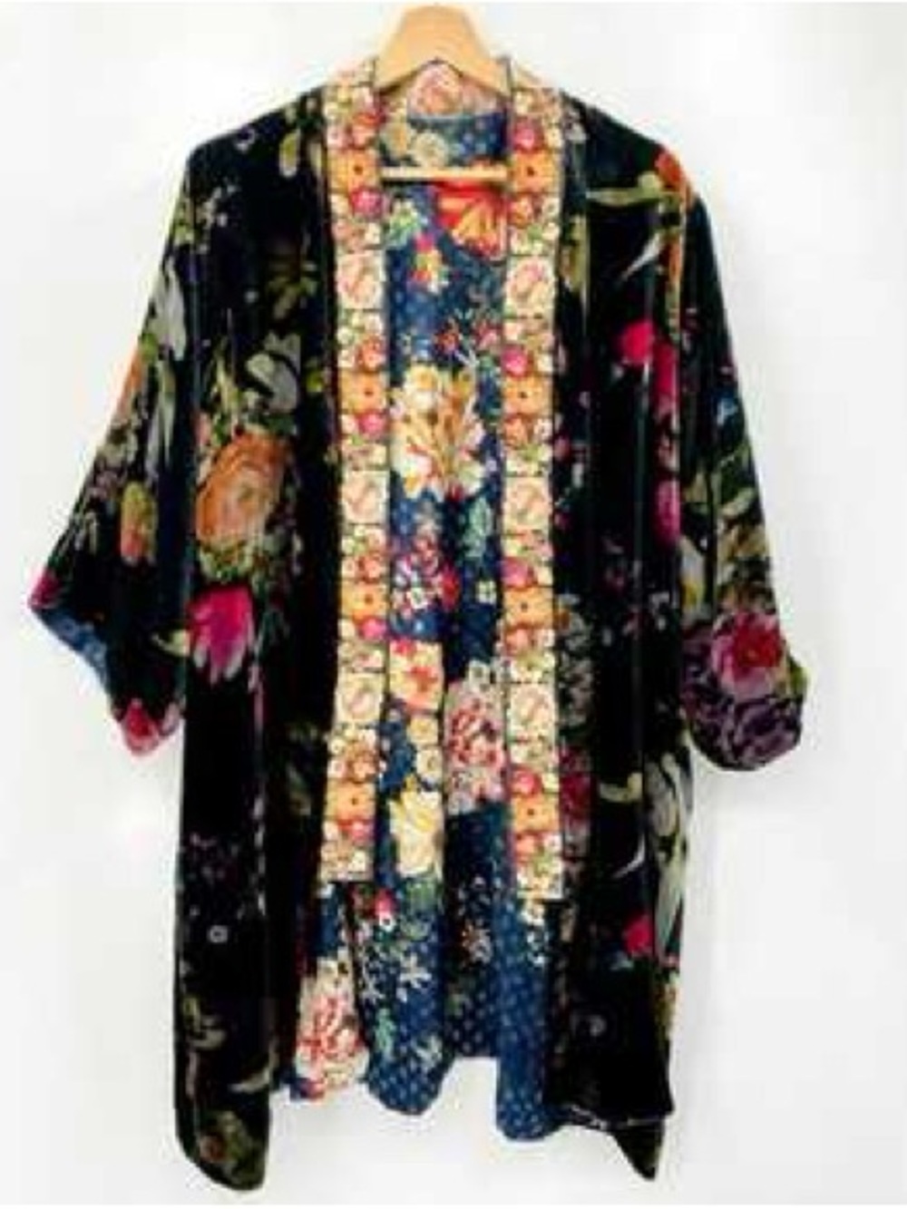 JOHNNY WAS SILK VELVET REVERSIBLE KIMONO